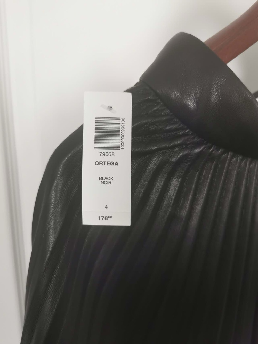 Aritzia Ortega Black Pleated Leather Jacket